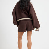 The Classic Knitted Bomber In Fudge