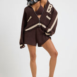 The Classic Knitted Bomber In Fudge