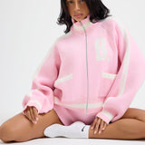 The Classic Knitted Bomber In Sugar