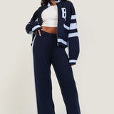 The Signature Knitted Wide Leg Sweatpants In Dusk