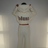 Cozy Knitted Zip Up Hoodie In Snow