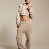 Latte Washed Straight Leg Jogger