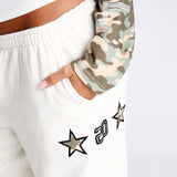 Camo wide leg joggers