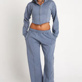 Slate Distressed Wide Leg Joggers