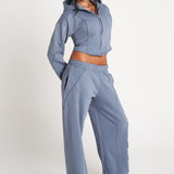 Slate Distressed Wide Leg Joggers
