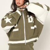 The Signature Knitted Bomber In Olive