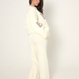Cozy Knitted Wide Leg Sweatpants In Snow