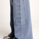 Slate Distressed Wide Leg Joggers