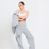 Cozy Knitted Wide Leg Sweatpants In Ash