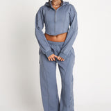 Slate Distressed Wide Leg Joggers