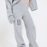 Cozy Knitted Wide Leg Sweatpants In Ash