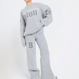 Cozy Knitted Wide Leg Sweatpants In Ash