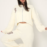 Cozy Knitted Wide Leg Sweatpants In Snow