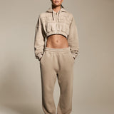 Latte Washed Cropped Hoodie