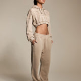 Latte Washed Cropped Hoodie