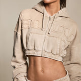 Latte Washed Cropped Hoodie