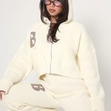 Cozy Knitted Zip Up Hoodie In Snow