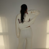 Cozy Knitted Wide Leg Sweatpants In Snow