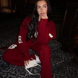 Cozy Knitted Oversized Jumper In Burgundy