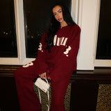 Cozy Knitted Oversized Jumper In Burgundy