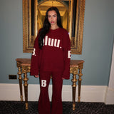 Cozy Knitted Oversized Jumper In Burgundy