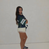 Oversized Varsity Tee in Navy