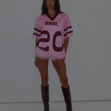 Oversized Varsity Tee in Bubblegum Pink